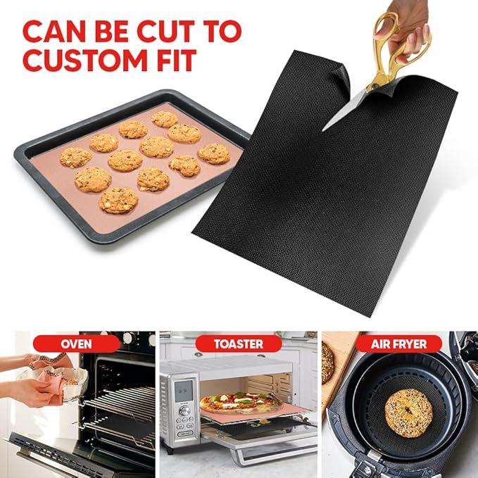 Oven Liners for Bottom of Oven with Baking Sheet Mat, Heat Resistant Stove Liners for Bottom of Electric Stove and Teflon Sheets for Baking, Reusable Mat for Electric Range