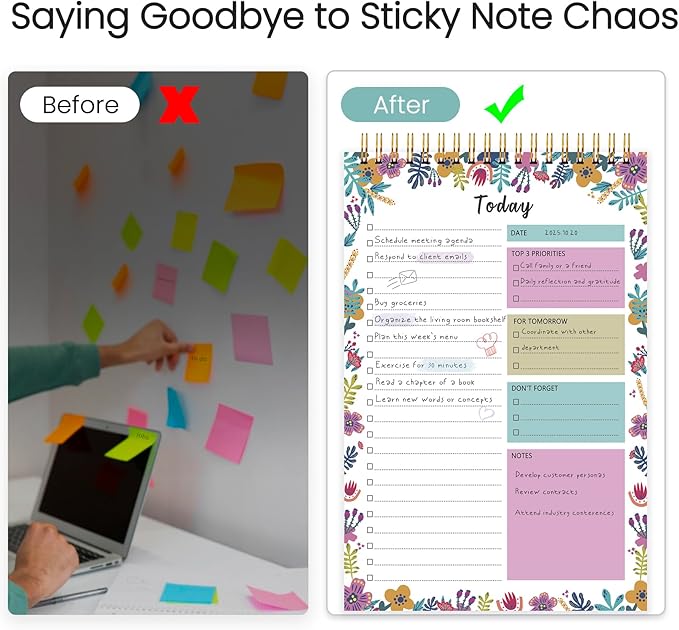 To Do List Notepad - To Do List Notebook for Work with 52 Sheets, Undated Daily Planner Perfect for Enhanced Productivity and Goal Achievement - Wild Pop
