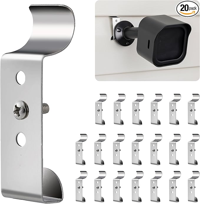 Cozcty Siding Hooks, 20 Pack Upgrade Outdoor Hooks with Screw Hold Up to 20lbs, Easy Install Soffit Hanger, No-Hole Stainless Steel Vinyl Siding Clips for Hanging Solar Lights, Home Decor, Wreaths
