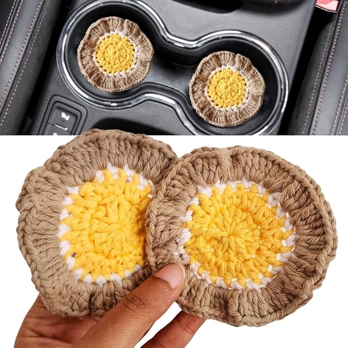 Cotton Crotchet Ruffled Flower Coaster Set (Lemon Sorbet)