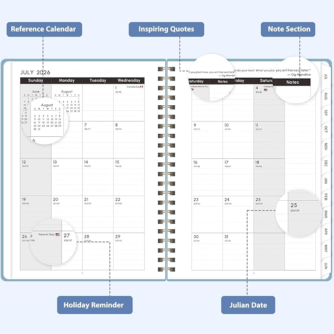 Planner 2026-2027, Weekly and Monthly Academic Planner, July 2026 - June 2027, Hardcover Calendar Agenda Book for School Year Planning, School Supplies for Teacher and Student, Letter Size(8.5'' x 11'')