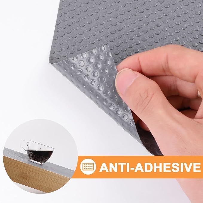 FLPMIX Kitchen Cabinet Shelf Liner: 19" Wide Waterproof Under Sink Mat - Dark Grey Non-Adhesive Easy to Cut Large Drawer Liner for Pantry Bathroom Cupboard 19" W x 300" L