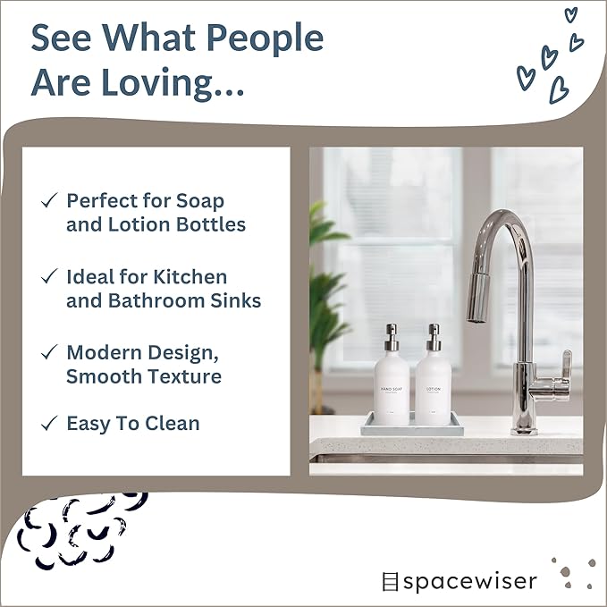 Spacewiser Countertop and Vanity Tray - Small 7.7” Silicone Tray for Soap Dispenser Bottles, Sponge Holder for Kitchen Sink Caddy Organizer, Bathroom Trays, Dish Soap Holder for Kitchen Counter, Keys