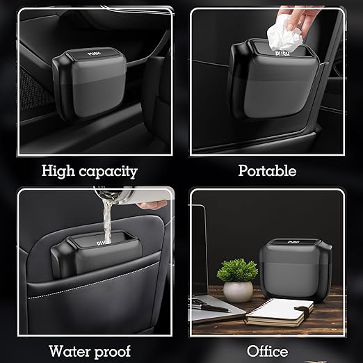 2 Packs Car Trash Can with Lid，Built-in Storage Garbage Bag，Leakproof Vehicle Trash，Car Accessories for Interior,Mini Garbage Bin for Automotive, Office, Kitchen,Bedroom，with 30pcs Trash Bags