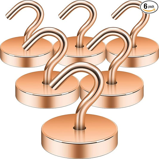 Neosmuk Magnetic Hooks, Cruise Ship Essentials, 120lb+ Heavy Duty Magnetic Hooks for Cruise Cabins, Refrigerator, Grill, Hanging, and Travel | Extra Strong Must-Have Magnet Hook, Bronze