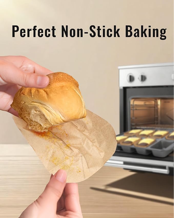 Bake Choice 100 Pcs Mini Loaf Pan Liners Compatible with Wilton Mini Loaf Pan, Natural Parchment Paper Cupcake Liners, Petite Loaf Baking Cups for Cupcake, Muffin, Brownies, 3.15 * 1.97 * 1.57inch