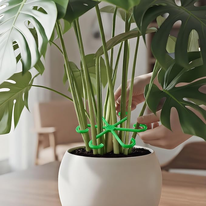 16 PCS Plant Stem Support – Reusable Plastic Plant Stem Holder for Monstera, Indoor Plant Support Clips, Gardening Accessories (Green)