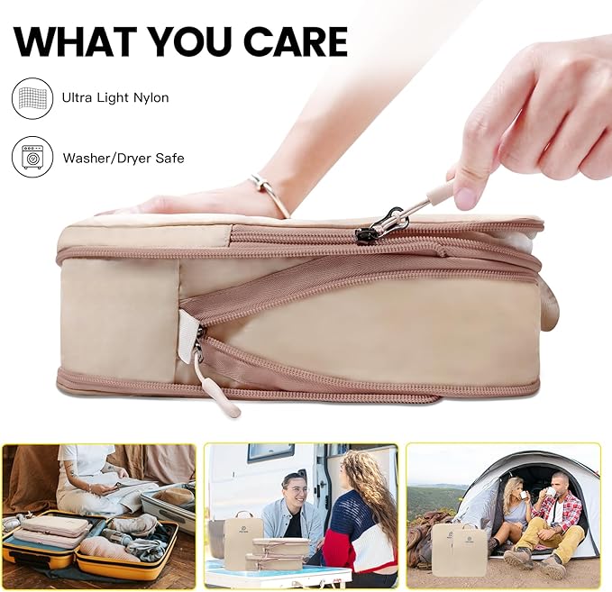 PFEYRPK Lightweight Compression Packing Cubes for Suitcases, Compressible Expandable Travel Packing Organizer with Clear Toiletry Bag and Backpack Bag, Travel Essentials for Carry-on Luggage, 7-Piece Set