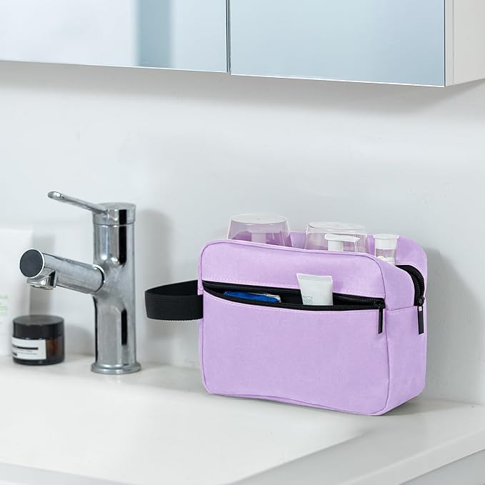 Elviros Travel Toiletry Bag for Women and Men,Lightweight Makeup Bag Hanging Dopp Kit with Shaving Compartment Cosmetic Organizer Small Tool Bag Travel Essentials,Gifts for Women(Lavender Purple)