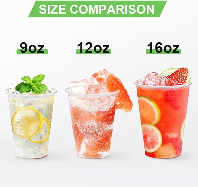 Lamosi 500 Count 9 oz Clear Plastic Cups, 9 Ounce Disposable Cold Drinking Cups for Party, Wedding, Travel, Christmas, Events