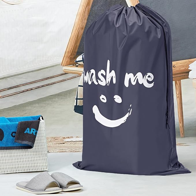 HOMEST XL Wash Me Travel Laundry Bag, Dirty Clothes Organizer, Large Enough to Hold 4 Loads of Garments, Easily Fits a Hamper or Clothing Basket, Grey