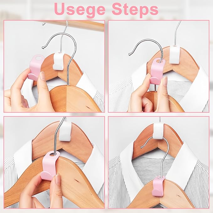 100 PCS Space Saving Hanger - Clothes Hanger Connector Hooks, Stacking Space Saver, Plastic Closet Organizers and Storage Extender for Heavy Duty Hangers Connection (100, White)
