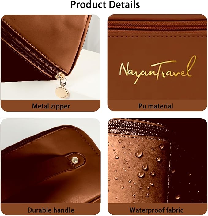 Travel Makeup Bag,Large Capacity Cosmetic Bags for Women,Waterproof Portable Pouch Open Flat Toiletry Bag Pattern Makeup Bag