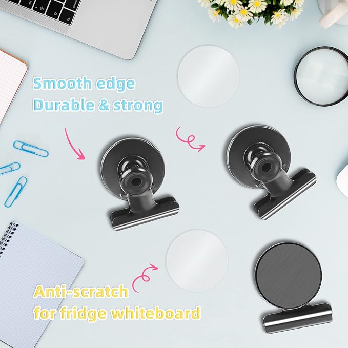 24 Pack Magnetic Clips Fridge Magnets Whiteboard Magnets, Magnet Clips for Teacher Supplies, Refrigerator Magnets for Photo Displays Memo Note