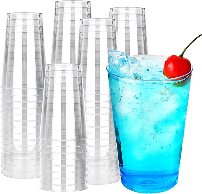 RACETOP 12 oz 200 Pack Disposable Plastic Cups, Disposable Clear Plastic Cups for Parties, Weddings, Gatherings, and Festival Events