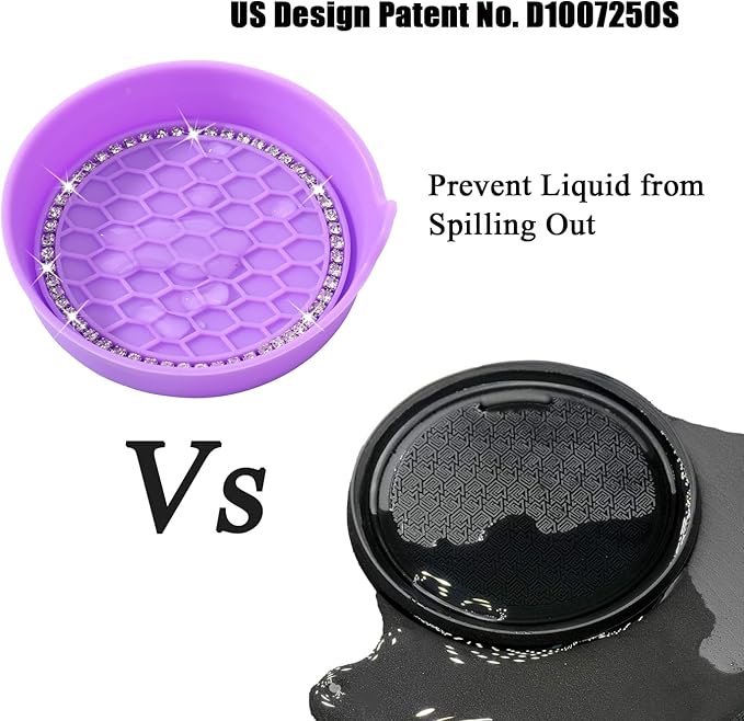 Amooca Car Cup Coaster Universal Non-Slip Cup Holders Bling Crystal Rhinestone Car Interior Accessories 2 Pack Purple