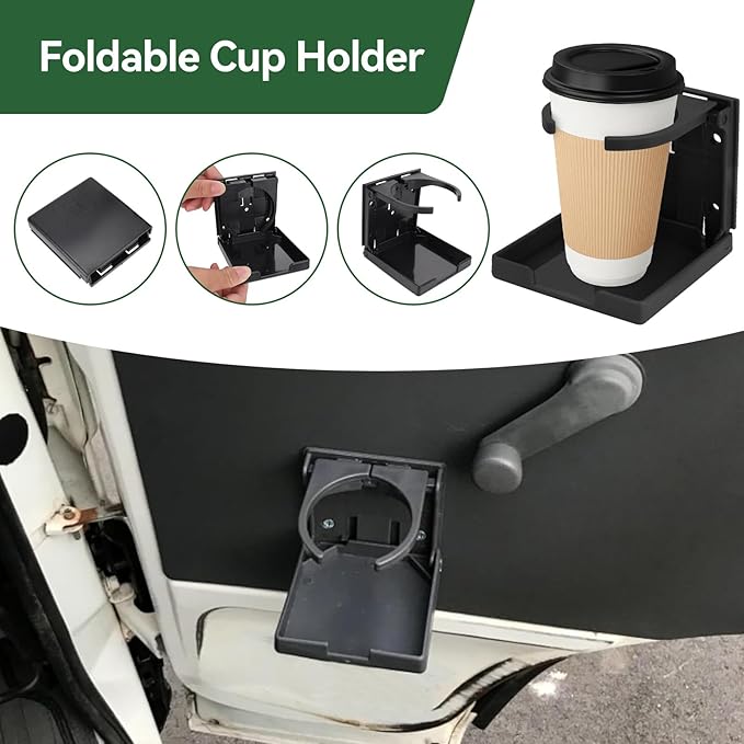 2pcs Foldable Cup Holder Adjustable Wall Mounted Cup Holder 60-100MM Wall Car Desk Drink Holder for Home Trucks RVs Vans Boats Campers Caravans (Black)