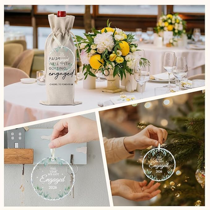 Engaged Gift Engagement Gifts for Couples Her Engagement Party Decorations Gifts for Engaged Couple Wine Bag Our First Betrothed Acrylic Ornament 2026
