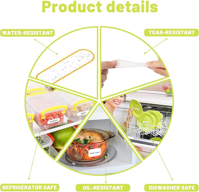 132 Pieces Removable Food Labels Stickers Waterproof Kitchen Labels for POP Food Storage, Home Organization with Marker Pen, 3 Sizes (Colorful)