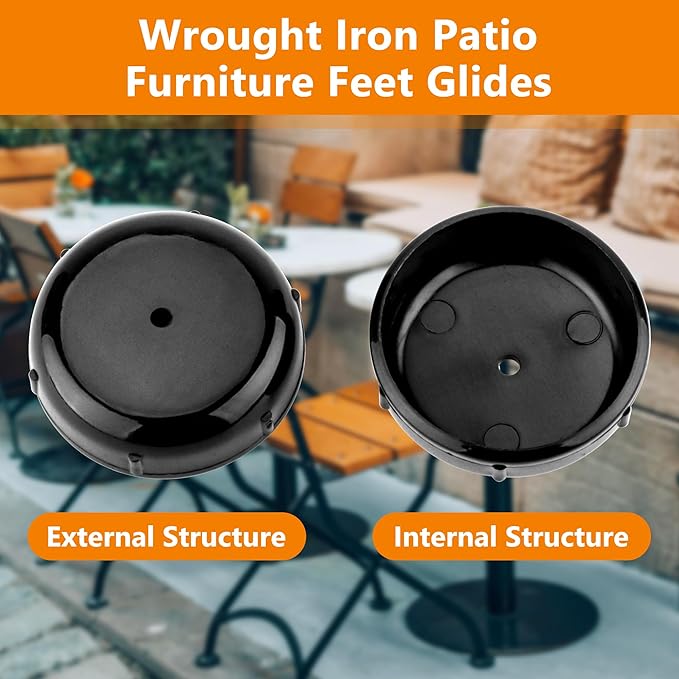 16-Pack Wrought Iron Patio Furniture Feet Caps 1-1/2 inch Round Plastic Outdoor Chair Leg Caps, PETOX Patio Chair Leg Caps for Metal Chairs, Patio Furniture Replacement Feet for Chairs & Tables, Black