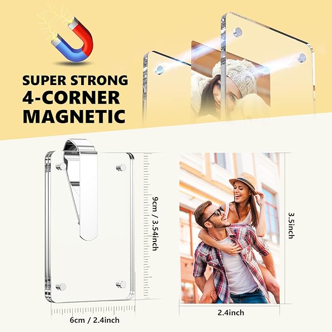 2Pcs Car Picture Holder, Magnetic Acrylic Visor Photo Clip & Photo Frame for car - Perfect Personalized Gifts for Women's Day Mother's Day Birthday, Car Decor Accessories
