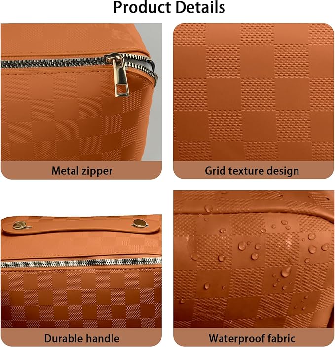 Travel Makeup Bag,Large Capacity Cosmetic Bags for Women,Waterproof Portable Pouch Open Flat Toiletry Bag Pattern Makeup Bag