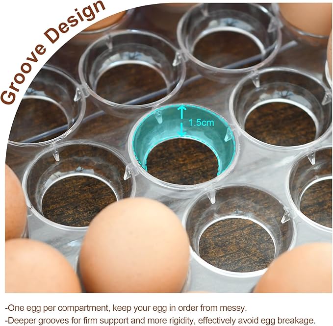 MFBJXC Egg Holder for Refrigerator, 60 Eggs Clear Drawer Organizer, 2-Layer Stackable Egg Holder Egg Trays, Egg Storage Container with Time Scale for Fridge Countertop Cabinet