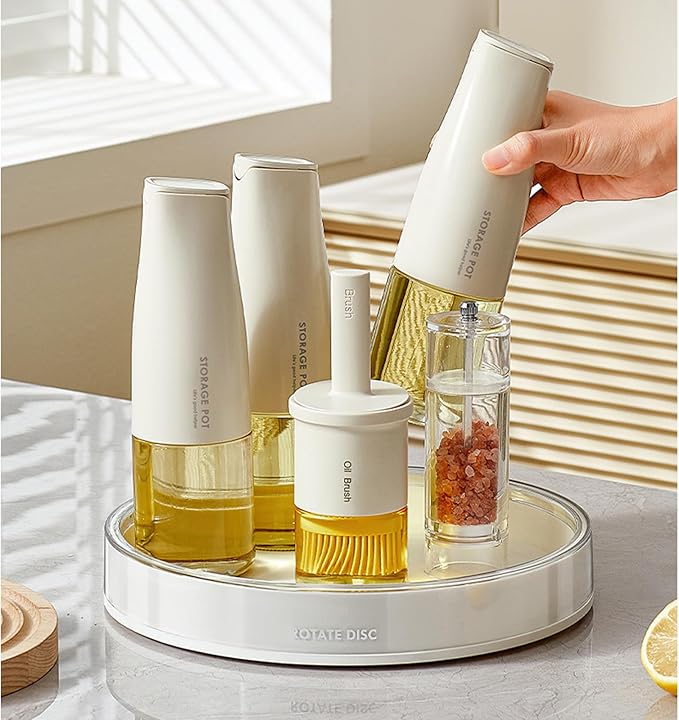 Anyoifax 360 Rotating Makeup Organizer Perfume Tray Skincare Holder Spinning Cosmetic Storage Bathroom Countertop Organizer Lazy Susan Turntable for Dresser, Vanity, Kitchen, Small White