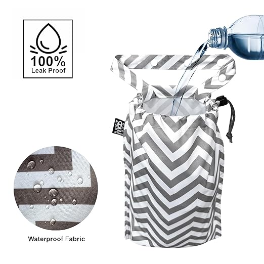 2 Pack Leakproof Car Trash Bags Detachable Waterproof Garbage Bags with Drawstring Hanging Organizer for Back Seat & Travel Grey