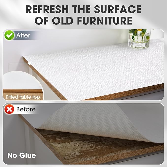 Drawer and Shelf Liner, Non-Slip Kitchen Cabinet Liners Non-Adhesive Thick Strong Grip Waterproof Washable Mats Protect Dresser Shelves Cupboard Bathroom Cabinets, White, 24 in X 10 FT