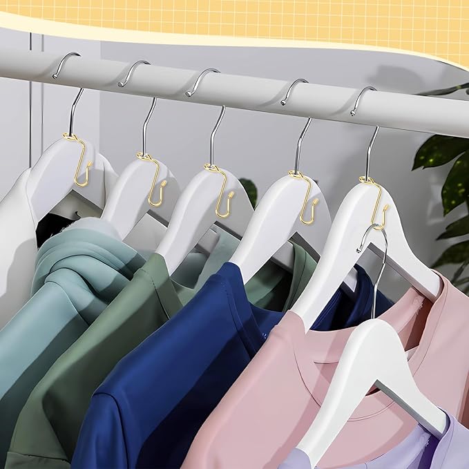 50 Pieces Hanger Connector Hooks, Metal Hanger Extender Hooks, Stable Clothes Hangers Connector for Different Clothes Hangers, 8.7 mm/0.35 Inch Hole Diameter, Gold