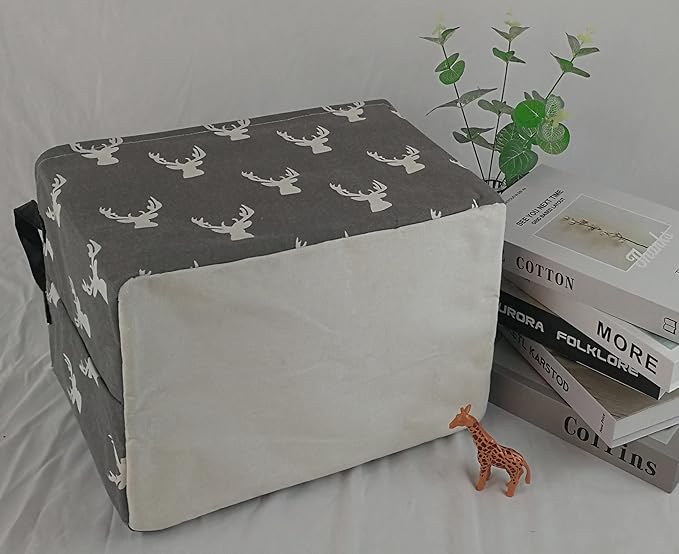 KUNRO Rectang Deer Storage Basket Gift Shelf Basket Storage Bin, Nursery Basket Organizer Box for With Handles for Room Deco (Grey deer)