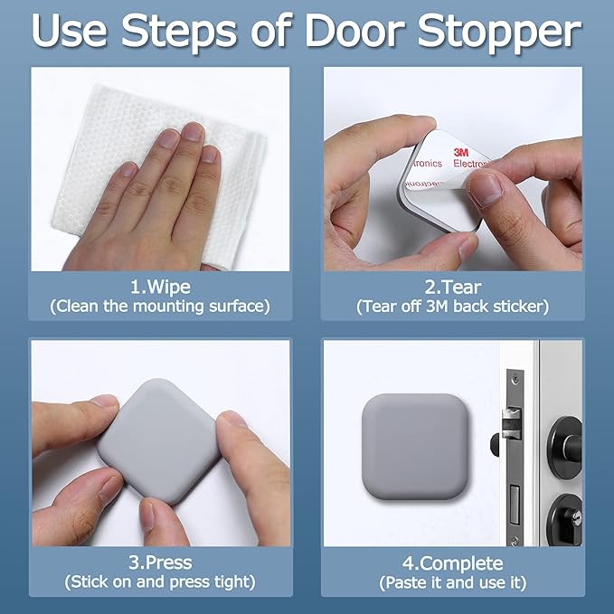 XoYoZo Door Stoppers Wall Protector Buffer Guard Doorknob Door Handle Bumper Self Adhesive Silencer Soft Rubber Crash Pad for Home Office