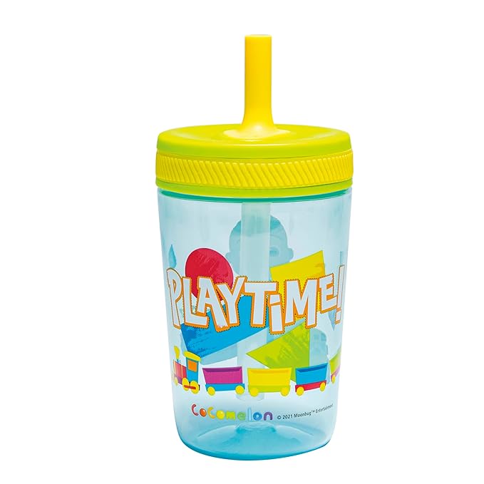 Zak Designs 15oz Cocomelon Kelso Tumbler Set, Leak-Proof Screw-On Lid with Straw Made of Durable Plastic and Silicone, Perfect Bundle for Kids
