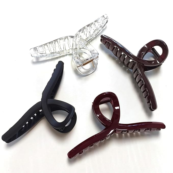 5 Inch Extra Large Claw Clips, 13 cm No Slip Jumbo No Slip XL Hair Clips for Thick Long Curly Hair, Big Hair Claw Clips, 4 Pack