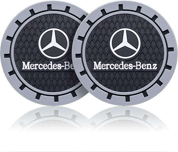 Car Cup Coaster, 2PCS Universal Non-Slip Cup Holders, Compatible with Mercedes Benz Series Car Cup Holder Coasters，Car Drink Coaster Holder Accessory, Black
