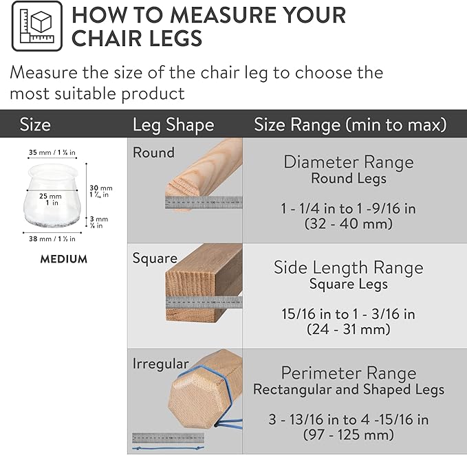Aneaseit Chair Leg Floor Protectors - 32 pcs Brown - Felt Bottom Silicone Pads for Hardwood Floors & Furniture Feet - Rubber Caps for Chairs - Medium