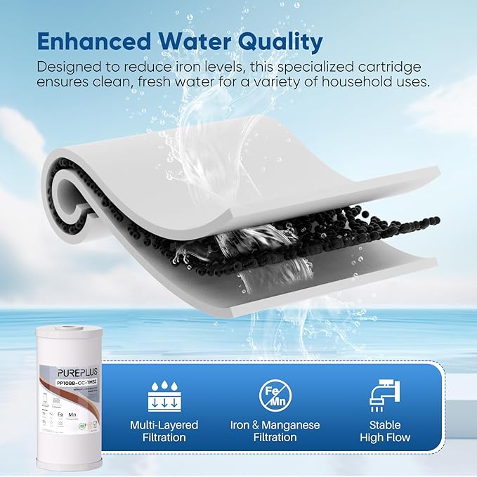 PUREPLUS 5 Micron 10" x 4.5" Whole House PP Sediment Resin Composite Water Softener Filter Cartridge for GE FXHTC,GXWH40L,GXWH35F,GNWH38S,Culligan RFC-BBSA,WRC25HD,Pentek RFC-BB,4Pack