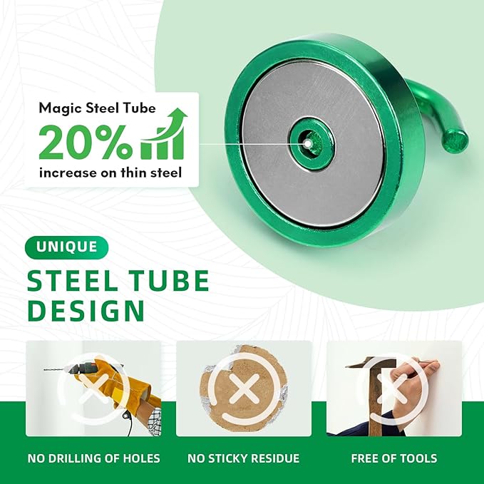 Neosmuk Magnetic Hooks, Cruise Ship Essentials, 120lb+ Heavy Duty Magnetic Hooks for Cruise Cabins, Refrigerator, Grill, Hanging, and Travel | Extra Strong Must-Haves Magnet Hook,Green,Pack of 20
