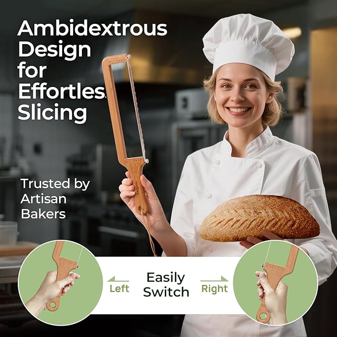 keechee Sourdough Bread Knife – Extra Large Bread Slicer for Homemade Bread with Thickness Guide & Stainless Steel Blade, Even Slice Cutter for Baguettes, Bagels, Gift for Bread Lovers (Standard)