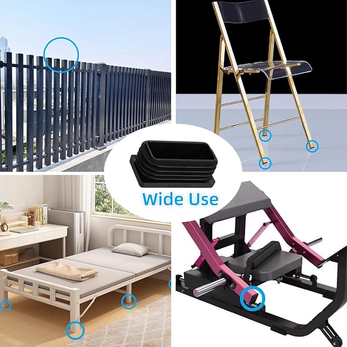 1" X 1-1/2" Rectangle Plastic Plugs Tubing End Caps Chair End Caps 1 X 1.6 Inch Outside Tubing Caps Furniture Sliders Glides Black (Fit 0.78-0.9" X 1.37-1.5" Rectangle Tube Inner Size, 24P)