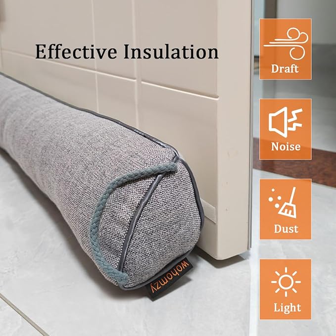 30 Inch Under Door Draft Stopper, Blocks Hot Cold Air Wind from Door and Window Bottom,Weather Seal, Reduce Noise Light,Triangular, Gray