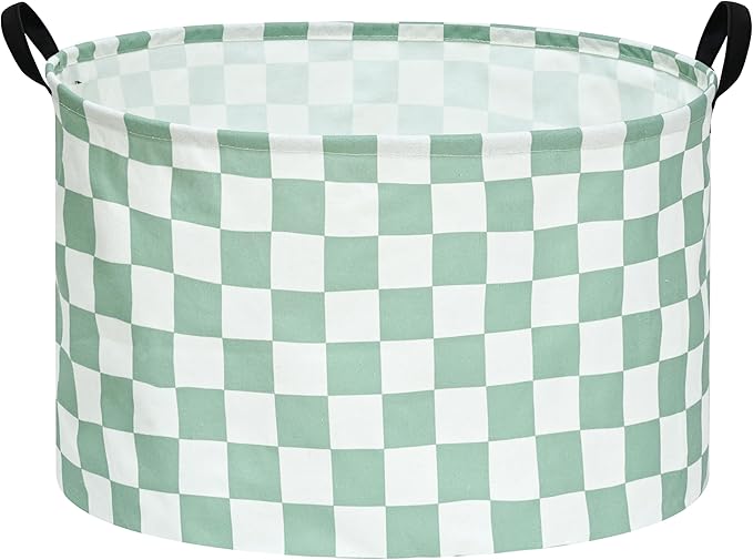 Checkered Storage Basket Extra Large 80L Kids Hamper Baby Laundry Basket Waterproof Toys Car Organizer Collapsible Canvas for Home/Dorm/Pet/Office/Closet/Shelf/Gift Baskets