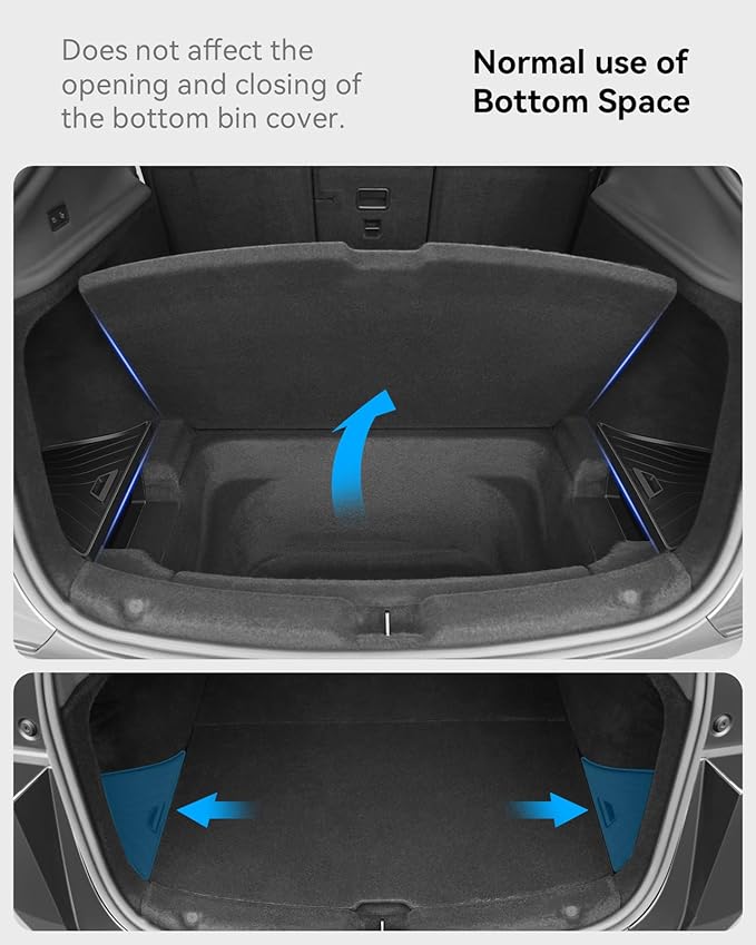 VIHIMAI for Tesla Model Y Juniper Accessories (2025-2026) Trunk Storage Bins,Rear Trunk Organizer TPE Waterproof Trunk Storage Bins Side Box with Lids for Tesla Interior Accessories