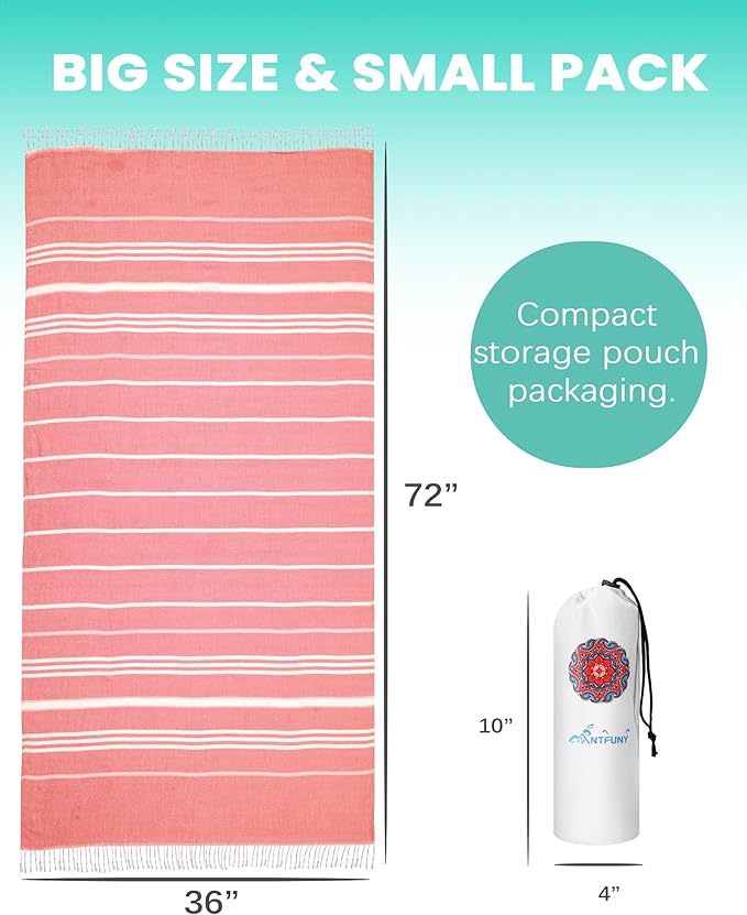 Antfuny 2 Packs Turkish Beach Towels Vacation Essentials Quick Dry Sand Free Oversized Bath Pool Swim Towel Extra Large XL Big Blanket Adult Travel Cruise Accessories Must Haves Clearance Stuff