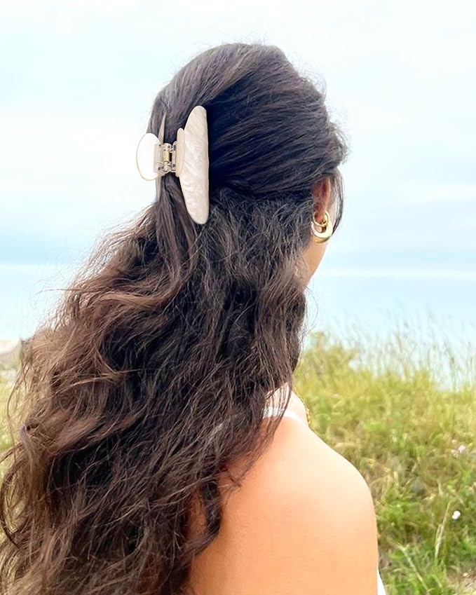 4Pcs Large Acrylic Hair Claw Clips - Strong Hold Thick Hair Banana Barrettes for Women Girls (Hair Clips, Banana