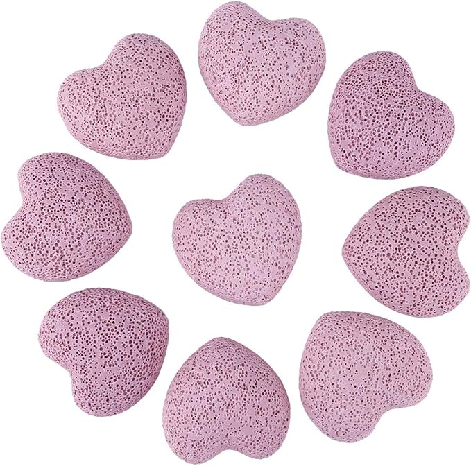 rockcloud Pink Lava Rock Stone Heart Shape Pocket Stones Dyed Lava Rocks Aromatherapy Essential Oil Diffuser Set, 0.9 Inch, 10 Pcs