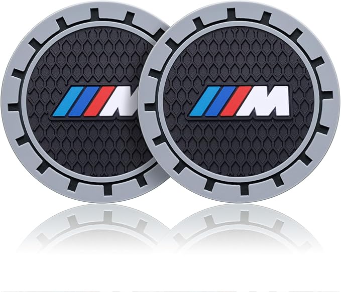 Car Cup Coaster, 2PCS Universal Non-Slip Cup Holders, Compatible with BMW M Series Car Cup Holder Coasters，Car Drink Coaster Holder Accessory, Black