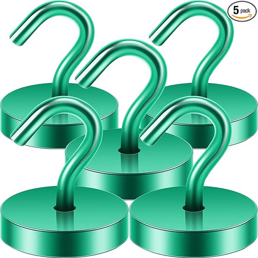 Neosmuk Magnetic Hooks, Cruise Ship Essentials, 130lb+ Heavy Duty Magnetic Hooks for Cruise Cabins, Refrigerator, Grill, Hanging, and Travel | Extra Strong Must-Have Magnet Hook, Green