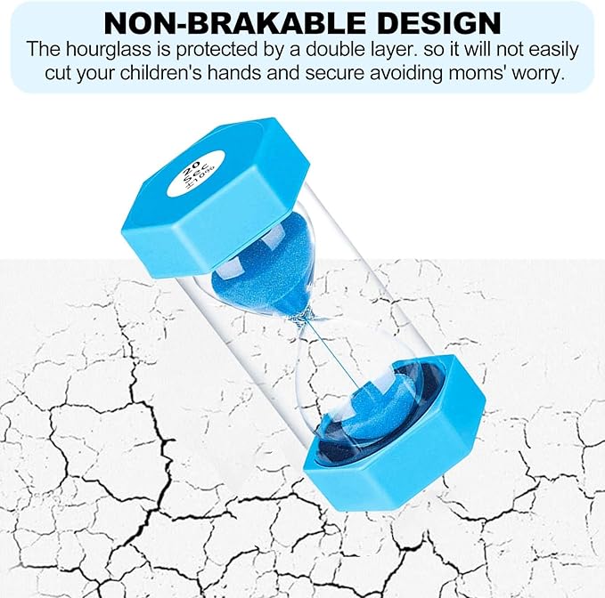 20 Second Sand Timer Hourglass, SuLiao Unbreakable Blue Sandglass 20 Sec, Small Sand Clock 20 Second, Plastic Hour Glass Timer for Kids, Games, Classroom, Kitchen, Decor